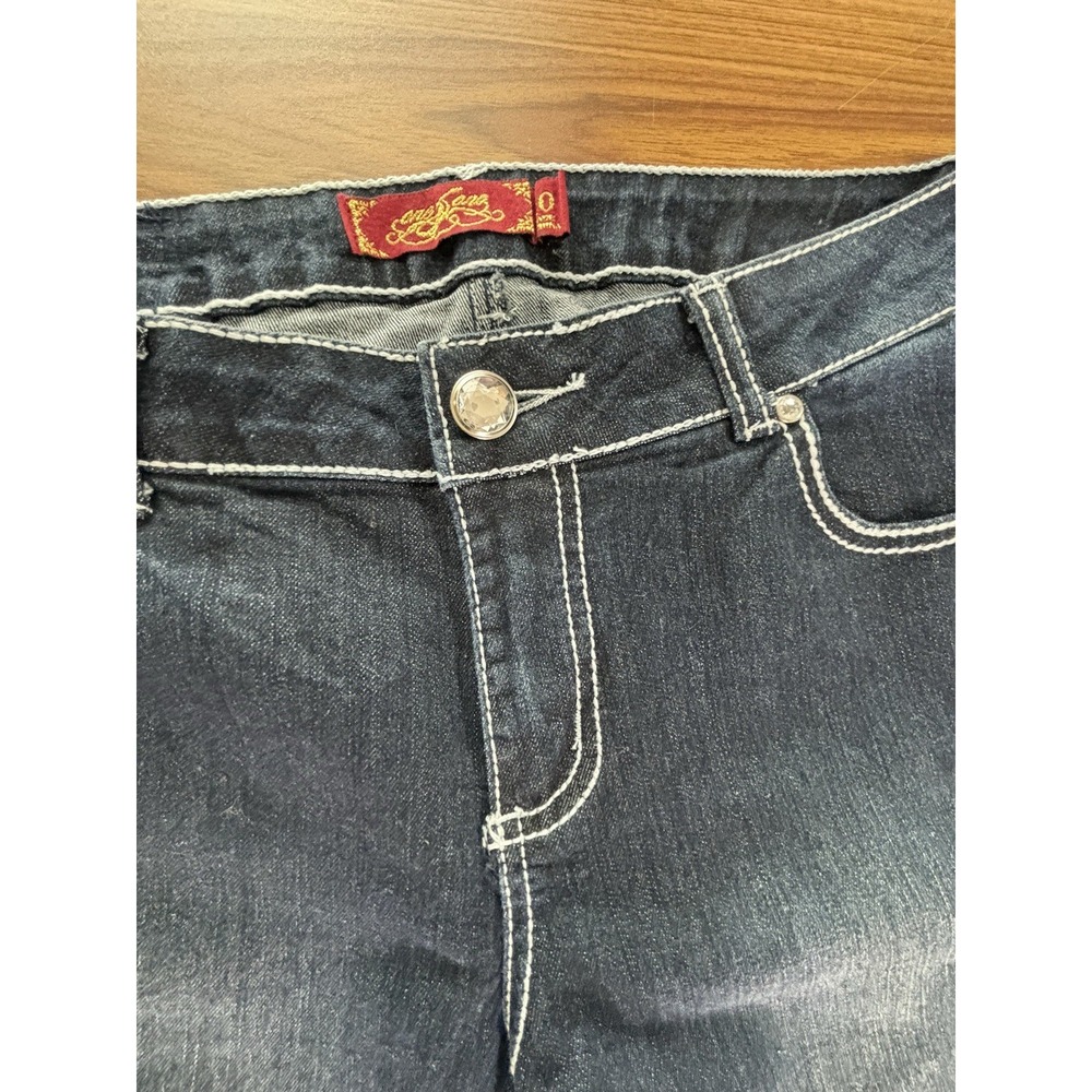 One 5‎ One Denim Jeans Womens Size 10 Dark Wash 90s Embellished Rhinestone - Picture 8 of 11